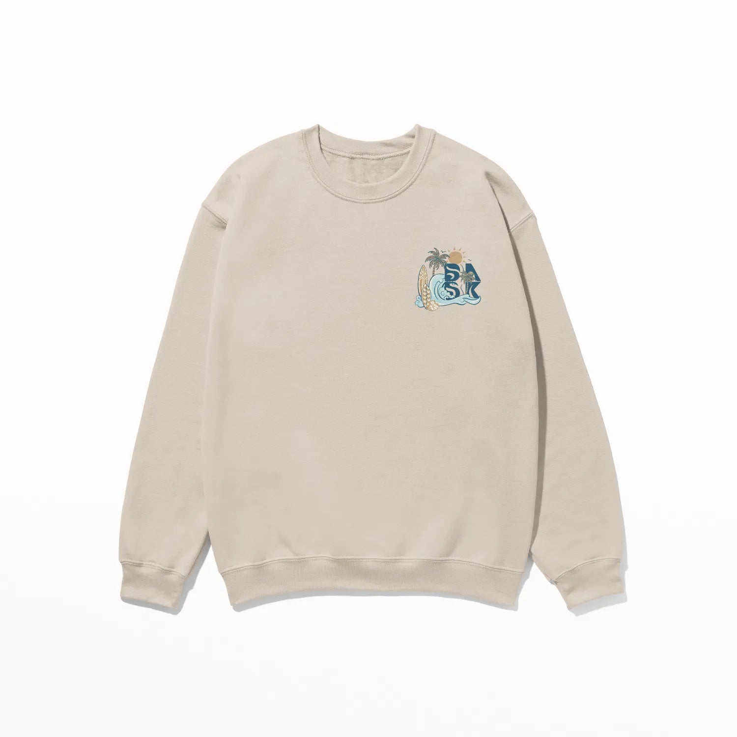A beige Be Still and Know sweatshirt with a blue bird on it would be called the Nalu o ka Mana (Waves of Faith) Sweatshirt.