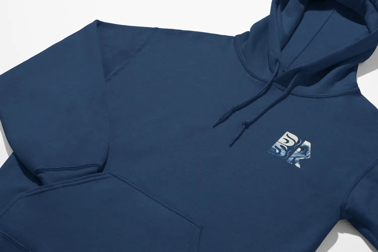 A blue Peace Be Still Hoodie with a Be Still and Know Logo on it.