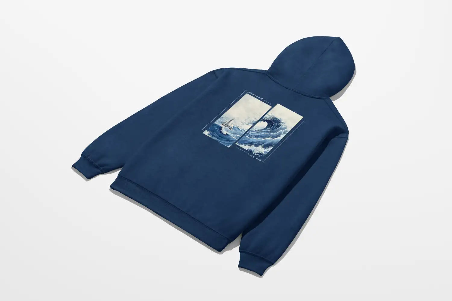 A Peace Be Still Hoodie by Be Still and Know with an image of a wave.
