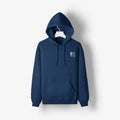 A blue Peace Be Still Hoodie with the Be Still and Know logo.