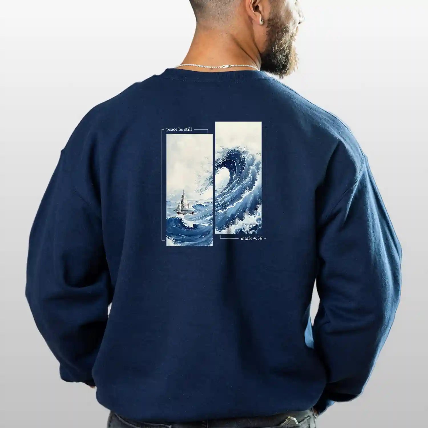 The Be Still and Know Peace Be Still crewneck sweatshirt featuring the BSAK Logo.
