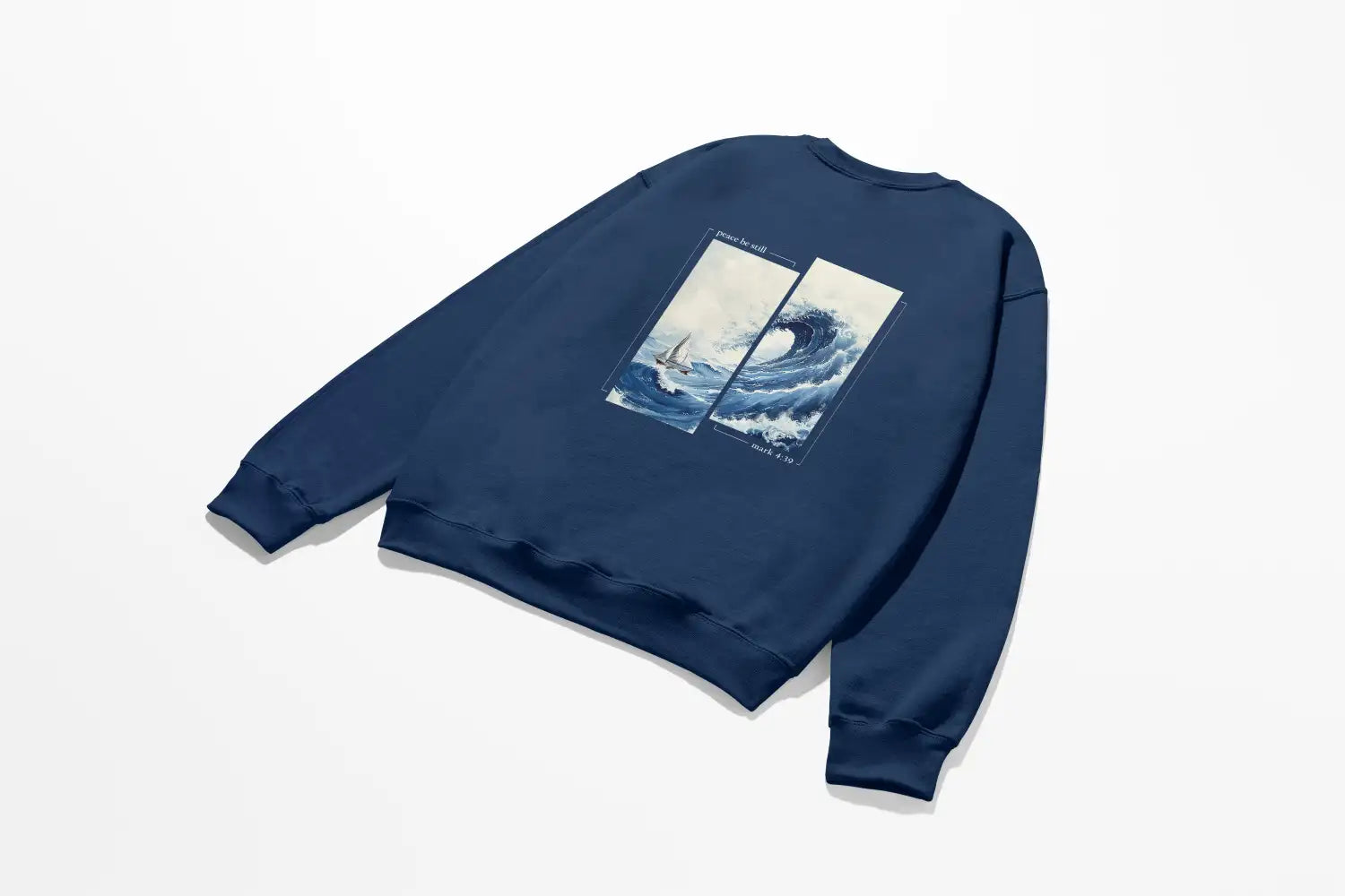 A Peace Be Still Sweatshirt from the Be Still and Know brand, ideal for Christian Apparel enthusiasts.