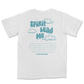 Be Still and Know's Spirit Lead Me Shirt, featuring white t-shirt with blue text and cloud graphics depicting the phrase 