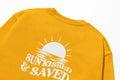 A warm yellow Sunkissed & Saved Sweatshirt that says 
