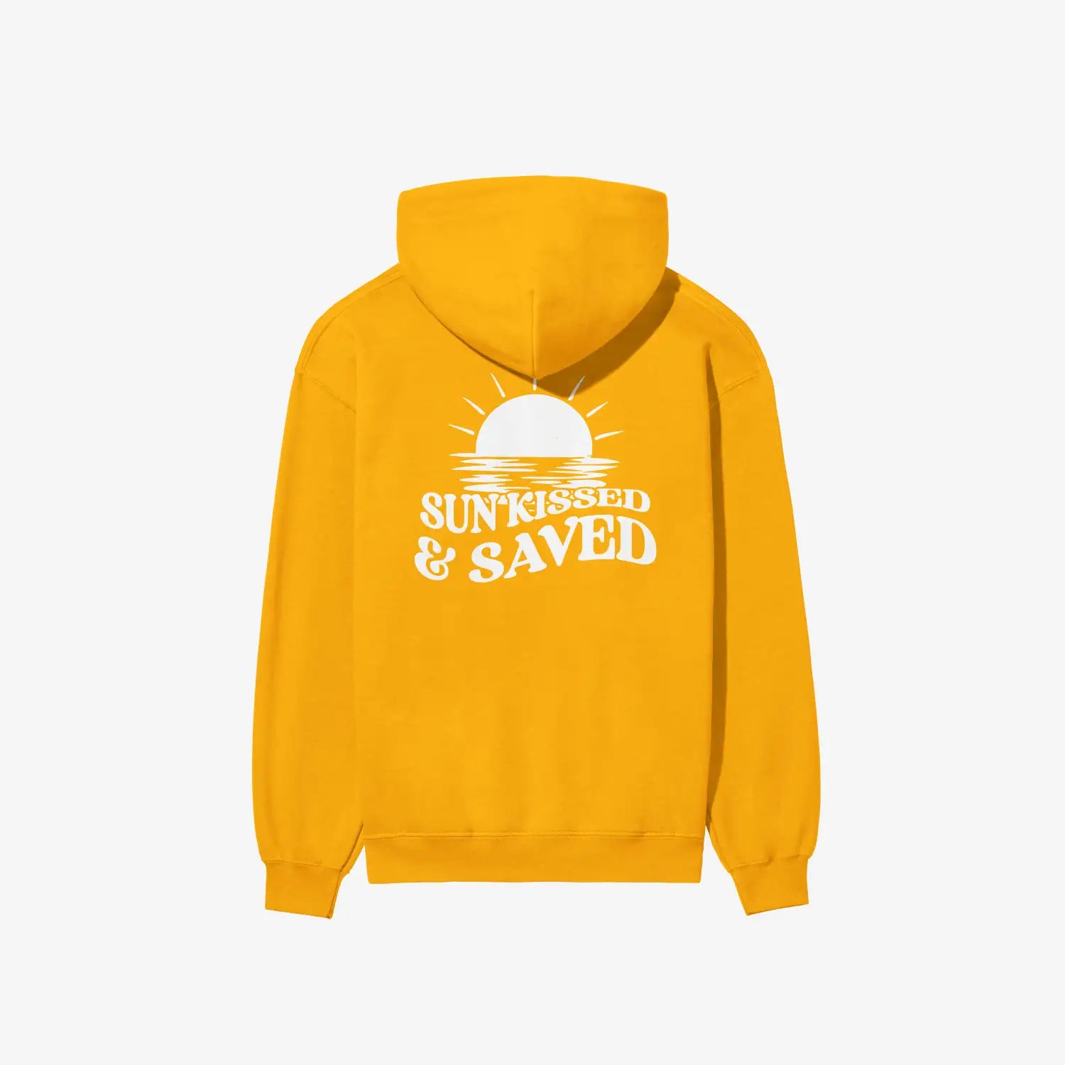 Sunkissed & Saved Hoodie from Be Still and Know, shining under the sun, representing faith in salvation.