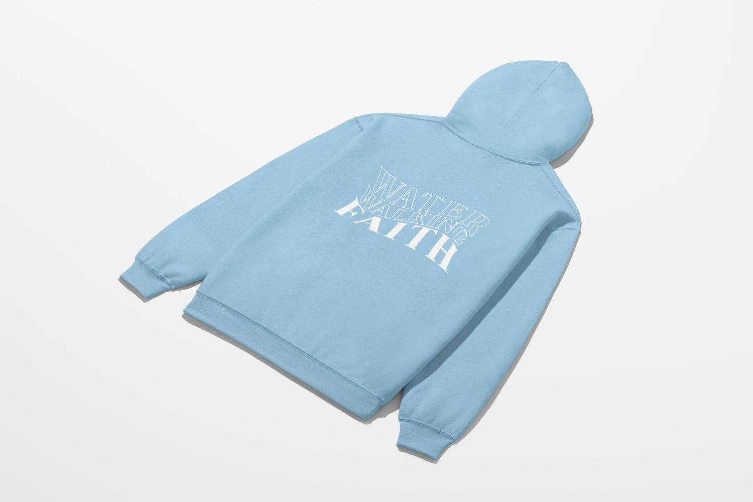 A Water Walking Faith Hoodie by Be Still and Know with "walk by faith" on it.