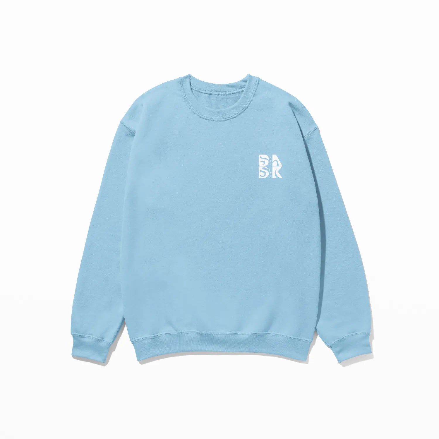 A light blue Water Walking Faith Sweatshirt with a Be Still and Know logo on it.