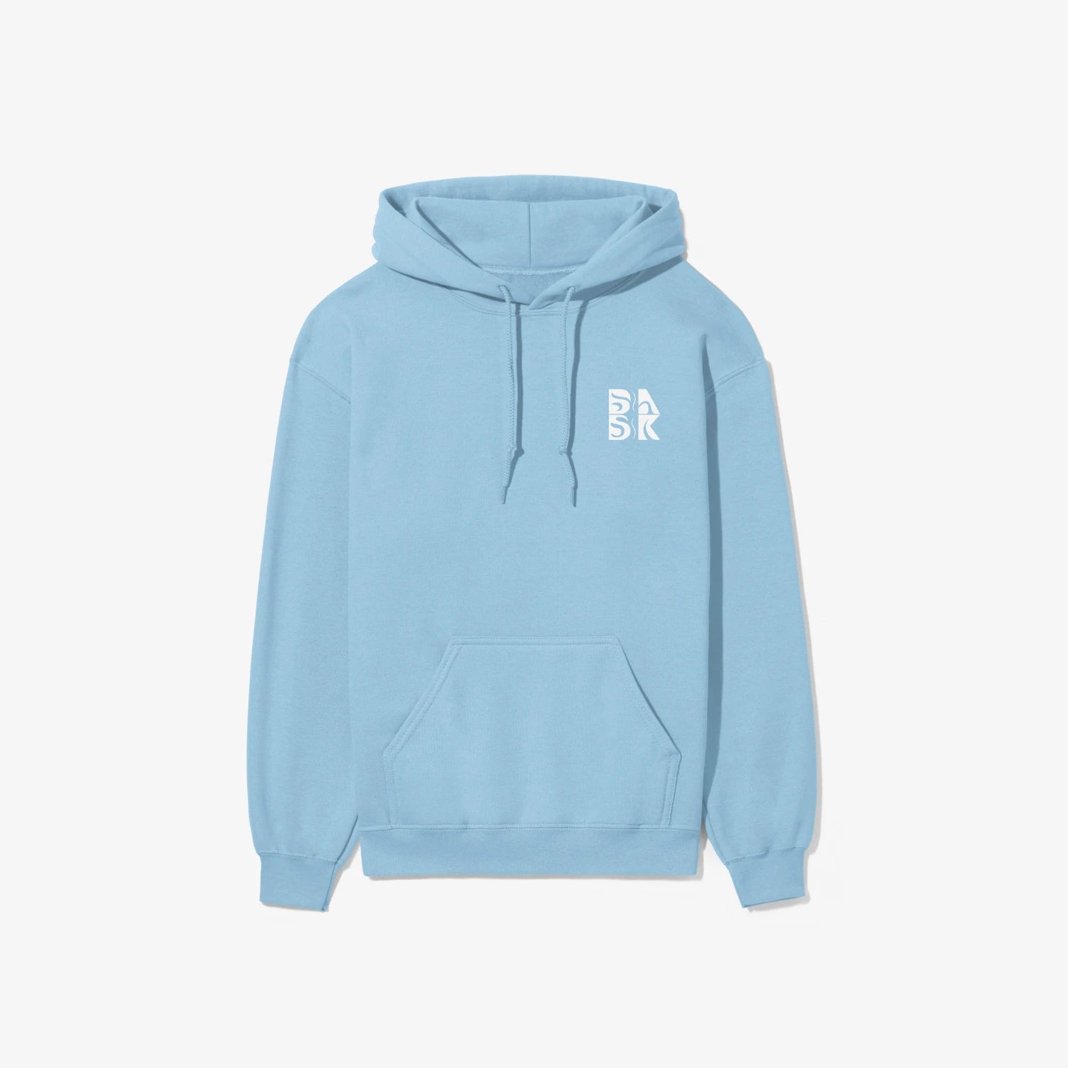 A Water Walking Faith Hoodie by Be Still and Know, light blue with the letter r on it, perfect for Christian Apparel.
