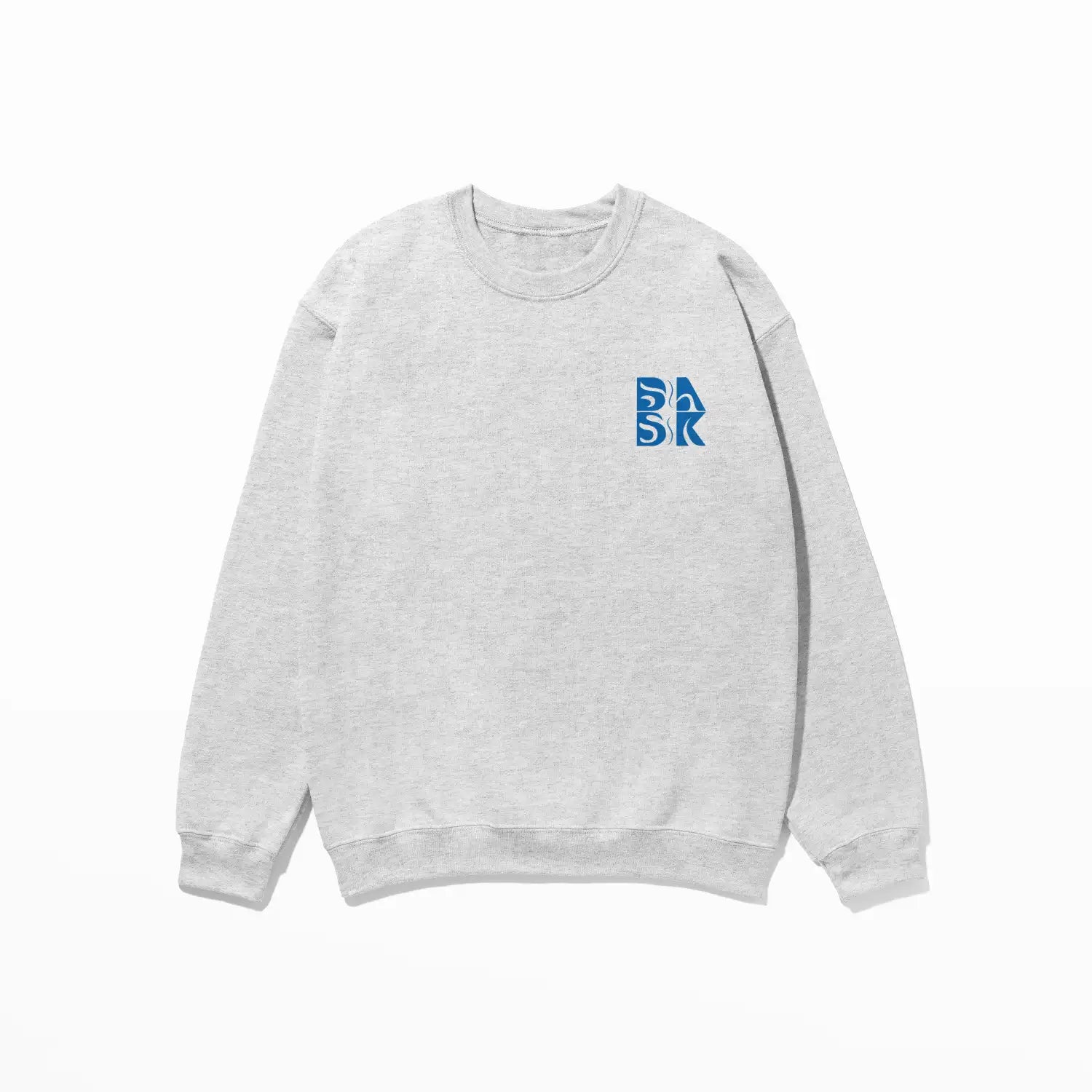 A grey Kupa'a Tide Sweatshirt with a blue Be Still and Know logo on it.